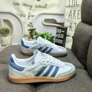 Adidas Samba أحذية رياضية أبيض وأزرق لايف ستايل