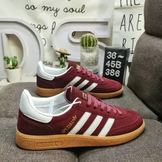 Adidas Spezial جلد بورجوندي مخملي شرائط بيضاء أسلوب حياة سنيكرز