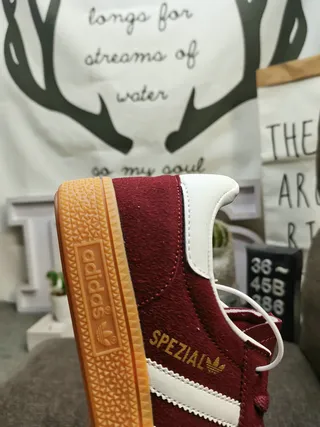 Adidas Spezial جلد بورجوندي مخملي شرائط بيضاء أسلوب حياة سنيكرز 3