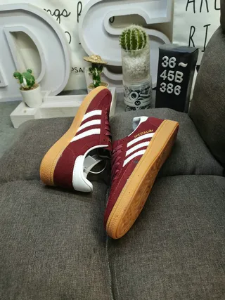 Adidas Spezial جلد بورجوندي مخملي شرائط بيضاء أسلوب حياة سنيكرز 6