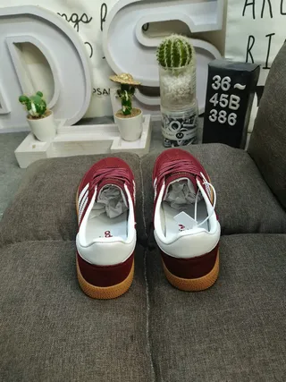 Adidas Spezial جلد بورجوندي مخملي شرائط بيضاء أسلوب حياة سنيكرز 8