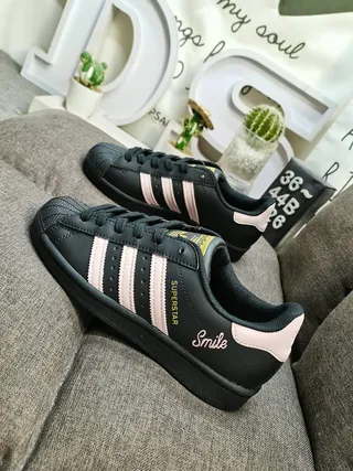 Adidas Superstar Chaussures Lifestyle Noir et Rose Sourire 7
