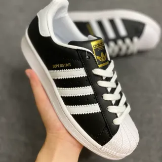 Adidas Superstar 黑色白色金色生活方式运动鞋