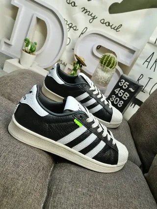 Adidas Superstar Black White Shell-Toe Three-Stripe Side Lifestyle Sneakers 9