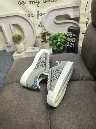 Adidas Superstar Cinza Fita Tricô Etiqueta De Denim Tênis Lifestyle 6