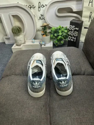Adidas Superstar Cinza Fita Tricô Etiqueta De Denim Tênis Lifestyle 8