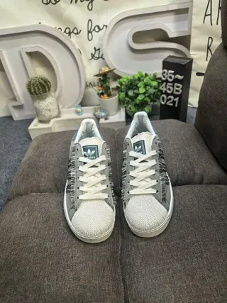 Adidas Superstar Cinza Fita Tricô Etiqueta De Denim Tênis Lifestyle 10