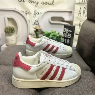 Adidas Superstar أبيض وأحمر أحذية رياضية نمط حياة