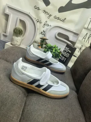 Adidas White Black T-Bar Velcro Strap Three-Stripe Side Panel Lifestyle Sneakers 9