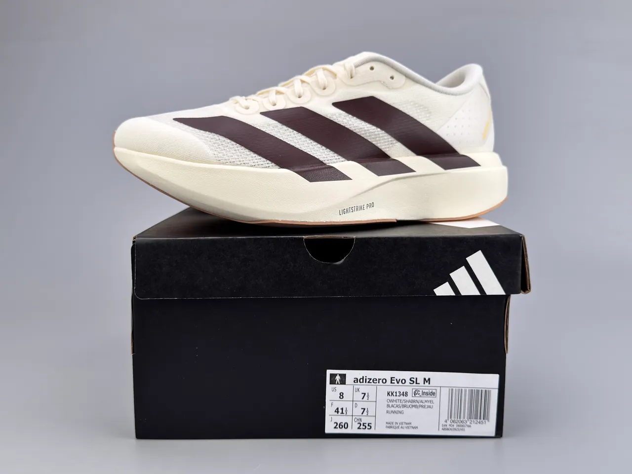 Adidas White Brown Engineered Mesh Upper Three-Stripe Side Panel Running Shoes 2