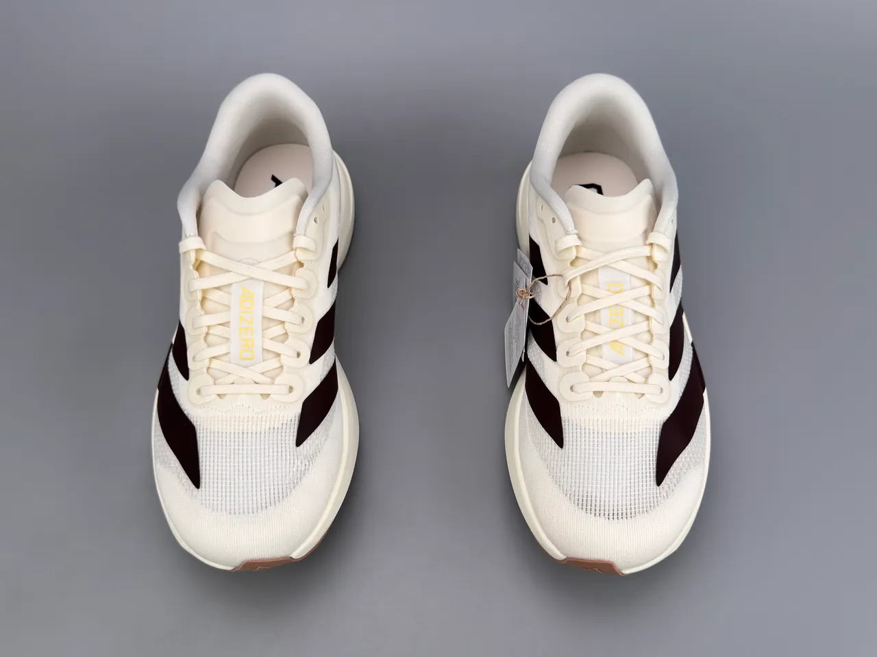 Adidas White Brown Engineered Mesh Upper Three-Stripe Side Panel Running Shoes 9