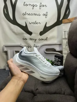 Adidas Blanco Gris Media Suela Esculpida Malla-Sintético Híbrido Superior Sneakers Estilo de Vida 15