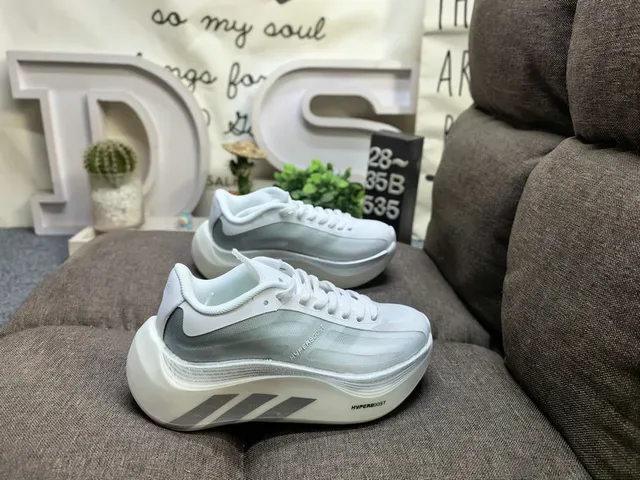 Adidas Blanco Gris Media Suela Esculpida Malla-Sintético Híbrido Superior Sneakers Estilo de Vida 21