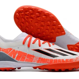 Adidas Sapatos Brancos Laranja Low-Cut Upper Sintético Malha Turf Soccer Shoes