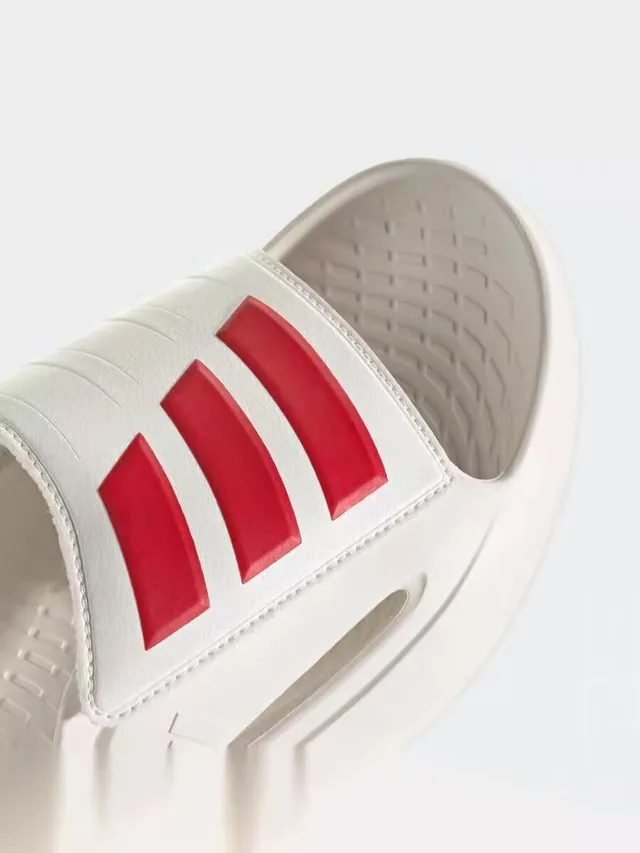 অ্যাডিডাস সাদা লাল molded monolithic sole তিন স্ট্রাইপ স্ট্র্যাপ চপ্পল 2