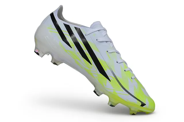 Adidas Blanc Jaune Coupe-Basse Synthétique Supérieur Lacets Asymétriques Terrain Firme Chaussures de Football 2