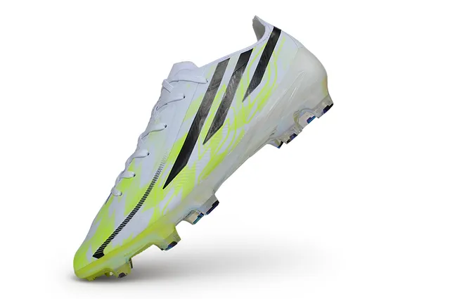 Adidas Blanc Jaune Coupe-Basse Synthétique Supérieur Lacets Asymétriques Terrain Firme Chaussures de Football 3