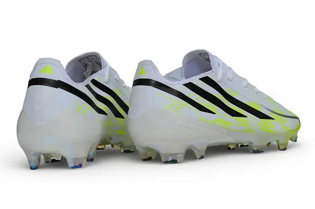 Adidas Blanc Jaune Coupe-Basse Synthétique Supérieur Lacets Asymétriques Terrain Firme Chaussures de Football 5