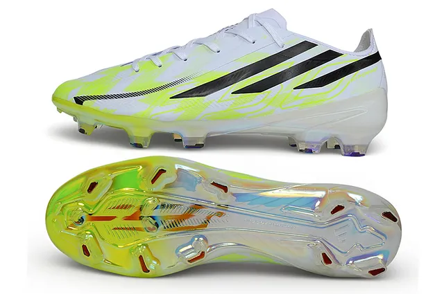 Adidas Blanc Jaune Coupe-Basse Synthétique Supérieur Lacets Asymétriques Terrain Firme Chaussures de Football 6
