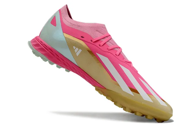 Adidas X Rosa Bege Chuteiras de futebol turf de baixo corte com cadarço assimétrico 2
