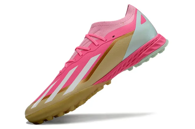 Adidas X Rosa Bege Chuteiras de futebol turf de baixo corte com cadarço assimétrico 3