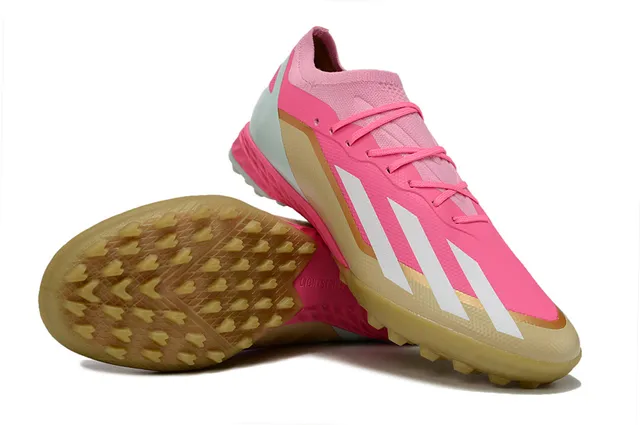 Adidas X Rosa Bege Chuteiras de futebol turf de baixo corte com cadarço assimétrico 4