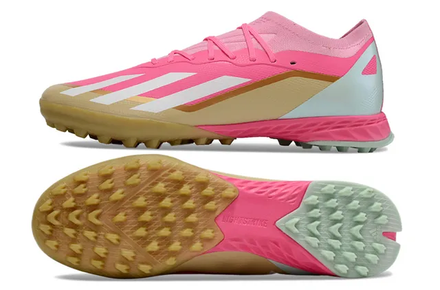 Adidas X Rosa Bege Chuteiras de futebol turf de baixo corte com cadarço assimétrico 6