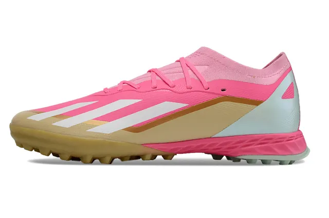 Adidas X Rosa Bege Chuteiras de futebol turf de baixo corte com cadarço assimétrico 7
