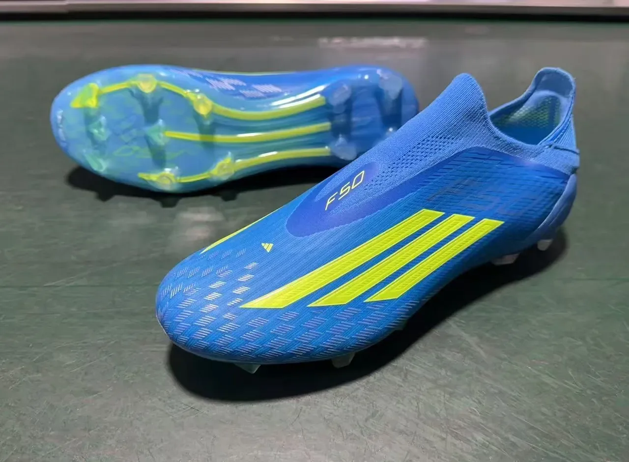 Adidas X Speedflow Azul e Amarelo Neón Chuteiras para solo firme 8