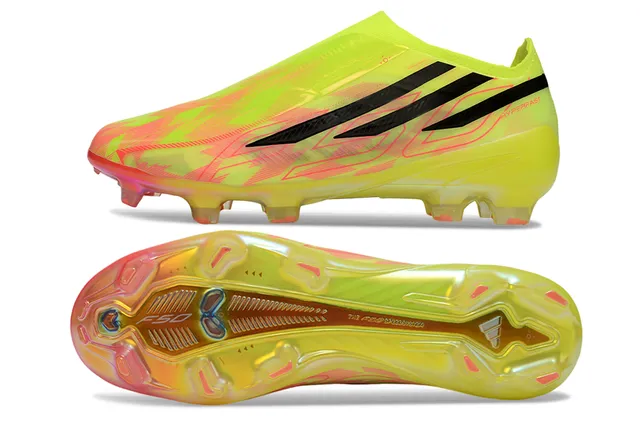 Adidas X Speedflow Hyperfast Chaussures de football jaune néon rose dégradé sur terrain ferme 6