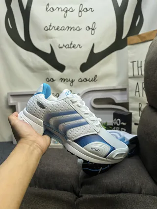 Adidas पीला नीला छिद्रित मेश ऊपरी तीन पट्टियाँ सिंथेटिक ओवरले रनिंग जूते 5