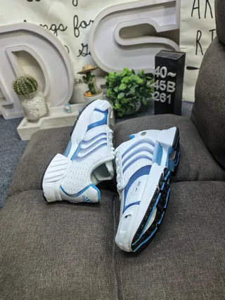 Adidas पीला नीला छिद्रित मेश ऊपरी तीन पट्टियाँ सिंथेटिक ओवरले रनिंग जूते 6