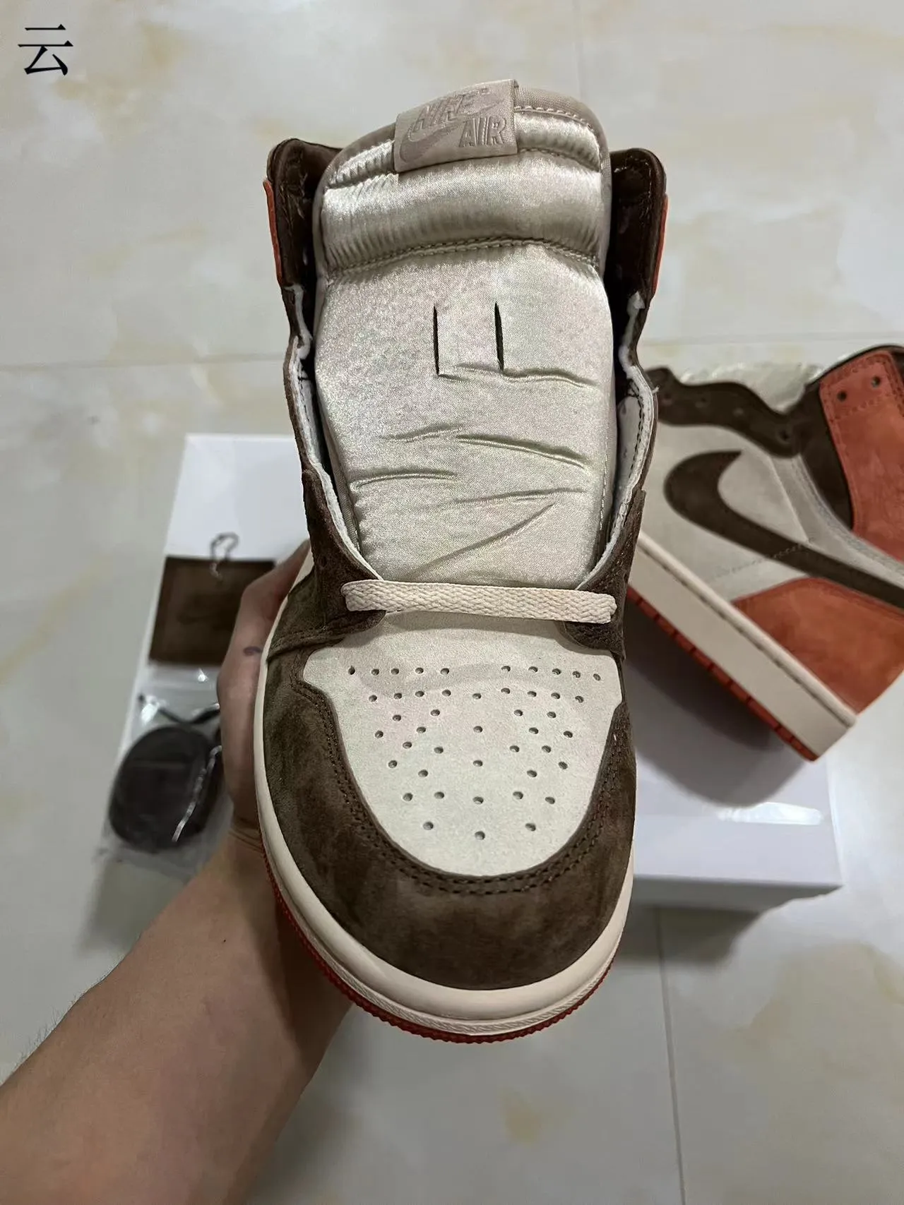 Air Jordan 1 High Suede Terracotta Brown Off-White Zapatos de Baloncesto 3