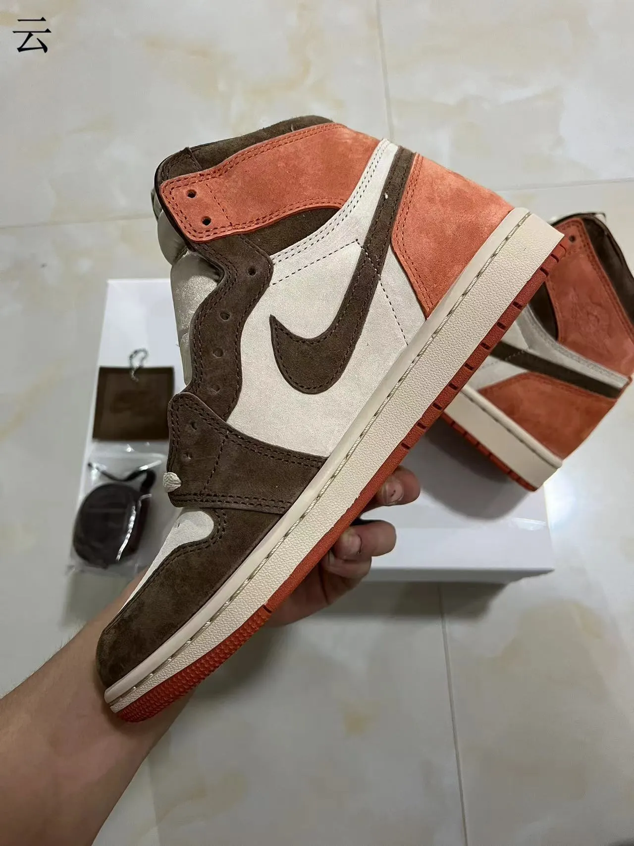 Air Jordan 1 High Suede Terracotta Brown Off-White Zapatos de Baloncesto 5