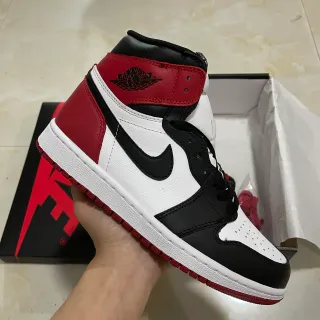 Tênis de basquete Air Jordan 1 High branco preto vermelho