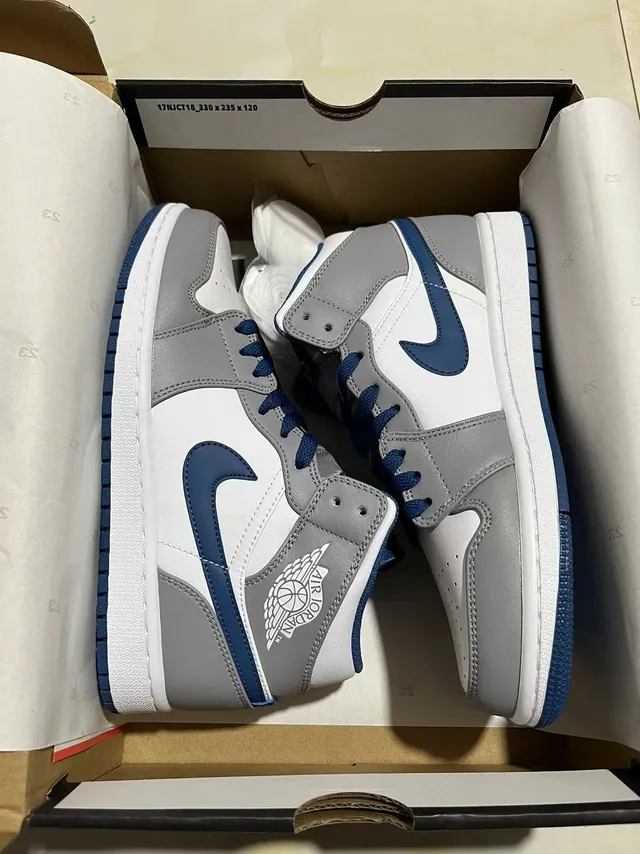 Air Jordan 1 High সাদা ধূসর নেভি বাস্কেটবল জুতা 7