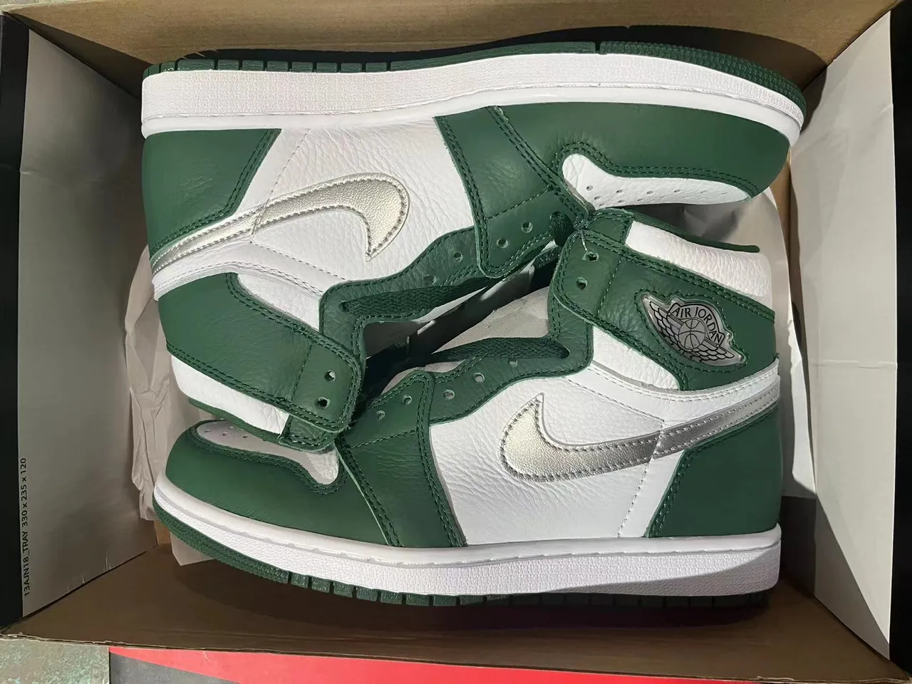 Air Jordan 1 High সাদা সবুজ মেটালিক Swoosh বাস্কেটবল জুতো 6