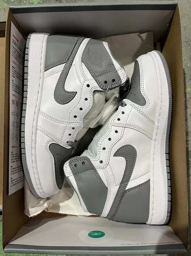 Tênis de basquete de couro branco e cinza Air Jordan 1 6