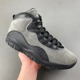 Air Jordan 10 High-Top سويد و جلد رمادي أسود أحذية كرة السلة