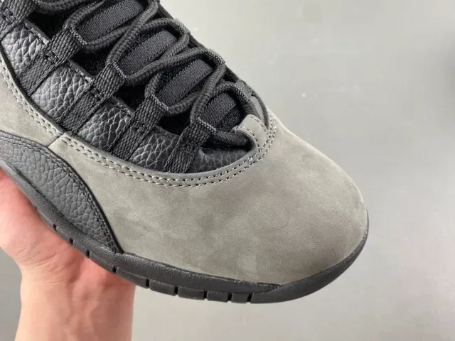 Air Jordan 10 High-Top Suede e Couro Cinza Preto Tênis de Basquete 2