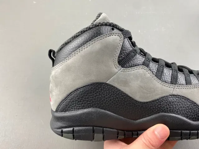 Air Jordan 10 High-Top Suede e Couro Cinza Preto Tênis de Basquete 3