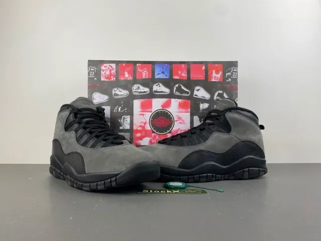 Air Jordan 10 High-Top Suede e Couro Cinza Preto Tênis de Basquete 10