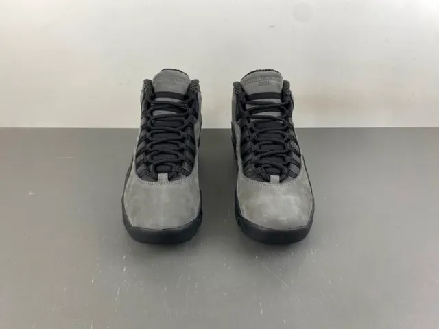 Air Jordan 10 High-Top Suede e Couro Cinza Preto Tênis de Basquete 12