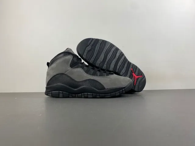 Air Jordan 10 High-Top Suede e Couro Cinza Preto Tênis de Basquete 13