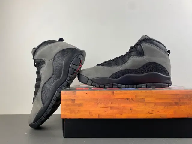 Air Jordan 10 High-Top Suede e Couro Cinza Preto Tênis de Basquete 14