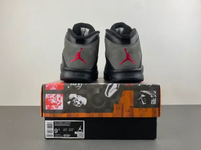 Air Jordan 10 High-Top Suede e Couro Cinza Preto Tênis de Basquete 17