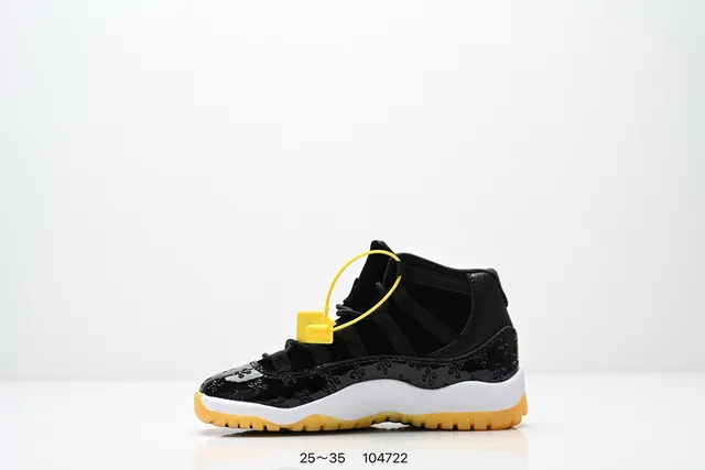Air Jordan 11 काले पेटेंट लेदर गम बास्केटबॉल जूते 4