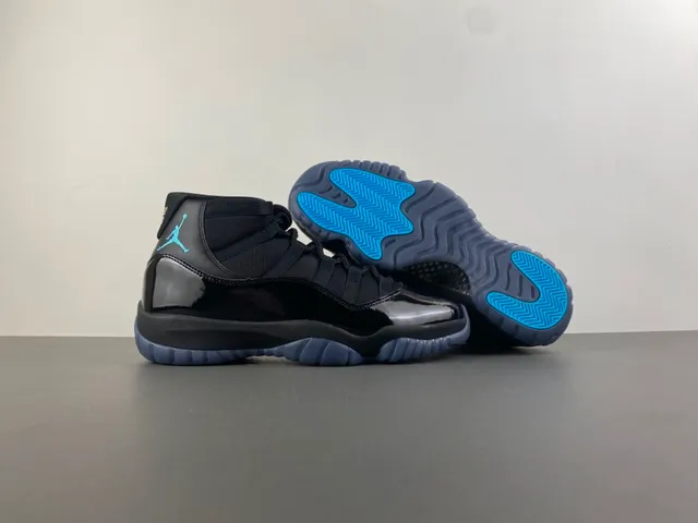 Air Jordan 11 काले पेटेंट लेदर आइस ब्लू बास्केटबॉल जूते 12