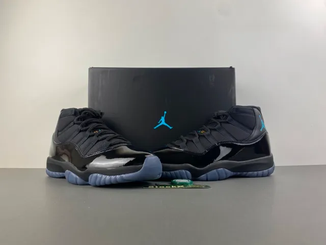 Air Jordan 11 काले पेटेंट लेदर आइस ब्लू बास्केटबॉल जूते 13