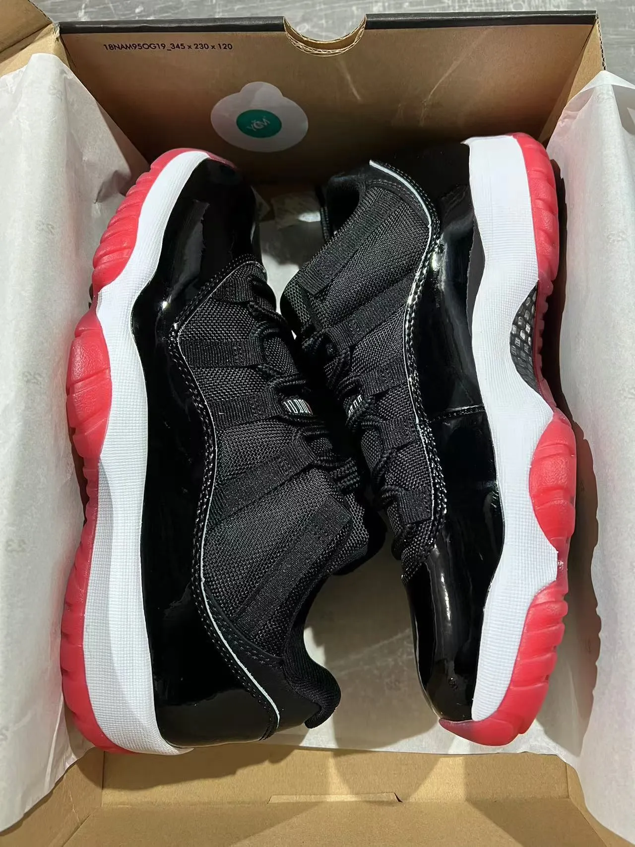 Air Jordan 11 Preto Branco Vermelho Tênis de Basquete 9